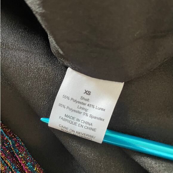 Ronny Kobo Pleated Rainbow Metallic Mini Party Dress Size XS X-Small - Picture 6 of 7